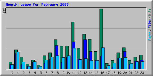 Hourly usage for February 2008